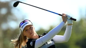 Tour golfer holding the finish after a drive streaming live on USATVStream