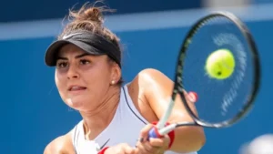 Professional tennis player striking a backhand streaming live on USATVStream