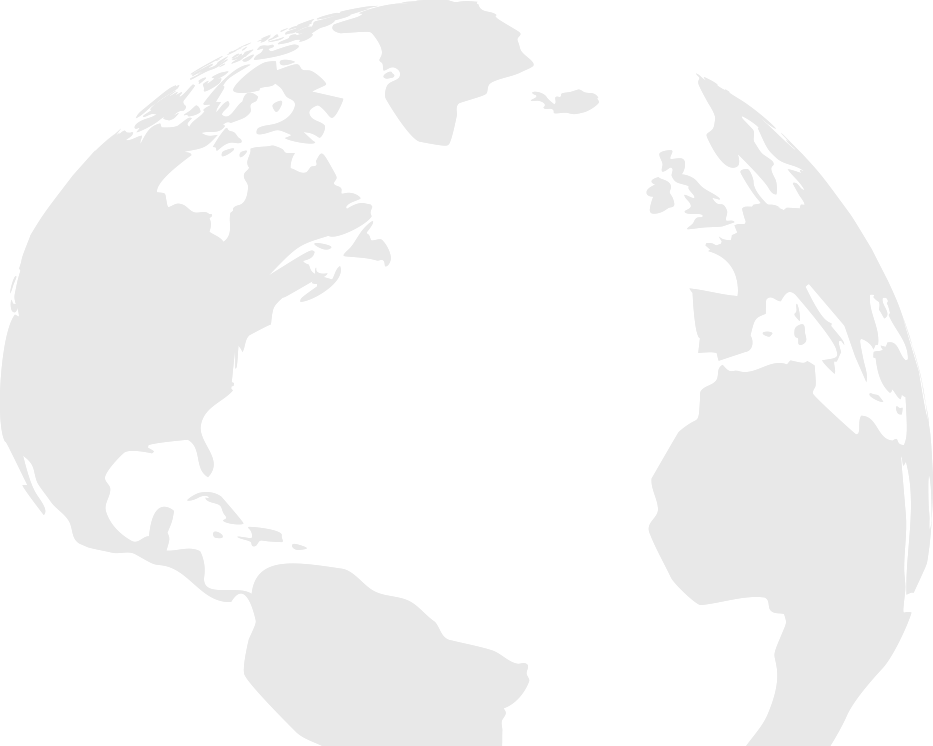Outline of the globe representing worldwide channel coverage