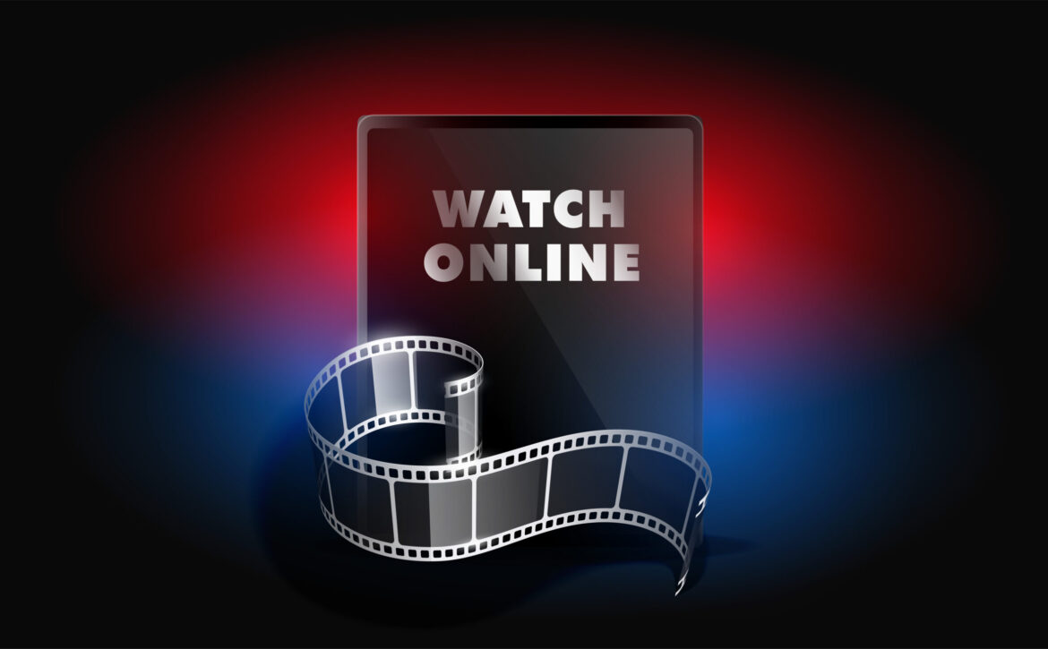 Watch online graphic with film strip representing streaming distribution